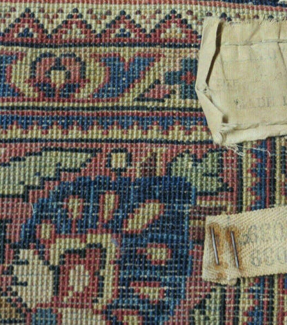 Antique Persian Sarouk Rug 4x6 Hand Knotted Wool Floral Oriental Carpet Navy And Red