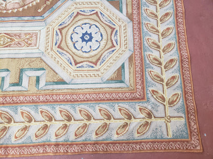 New Chinese Needlepoint Rug 8x14 - 9x14, French European Panel Design, Elegant Dining Room Rug, Flatweave Hand Woven Carpet, Handmade, Wool