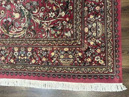 Sino Persian Rug 9x12 Hand Knotted Wool Floral Allover Rose Red 290 KPSI