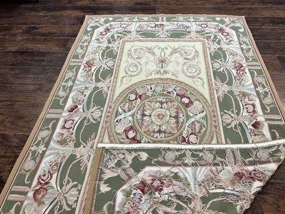 Aubusson Rug 5x8 Wool Handmade Vintage Carpet With Angel Motifs European Design