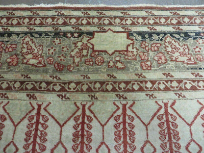 Antique Handmade Turkish Tree Of Life Wool Rug With Birds Red 4x6 Ft