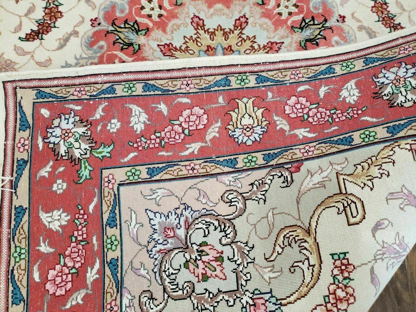 Turkish Rug Handmade Vintage Floral Oriental Wool 40 By 57 Inches