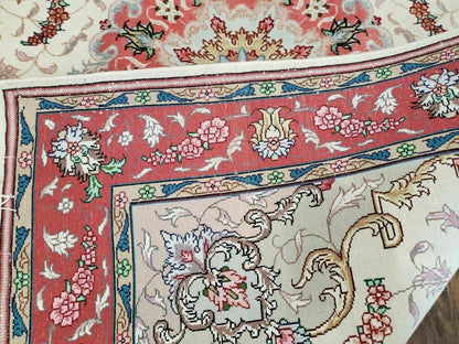 Turkish Rug Handmade Vintage Floral Oriental Wool 40 By 57 Inches