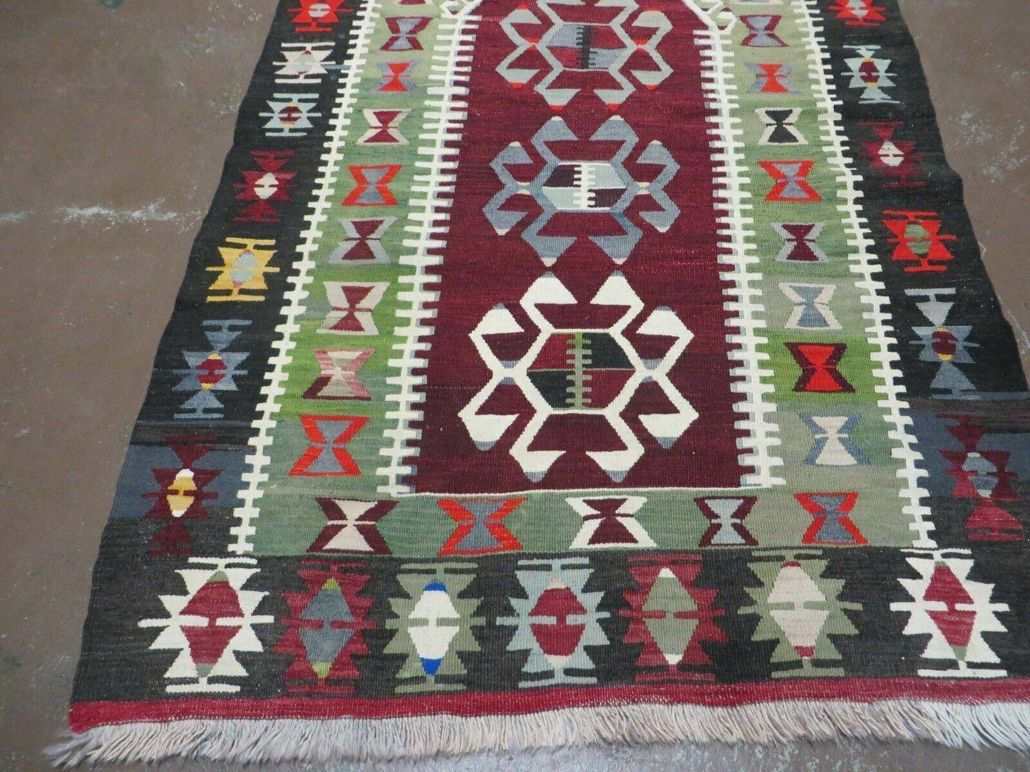Turkish Kilim Rug Vintage Handmade Flat Weave Wool Veg Dyes 3 Ft 8 In By 5 Ft 1 In