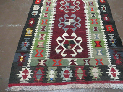 Turkish Kilim Rug Vintage Handmade Flat Weave Wool Veg Dyes 3 Ft 8 In By 5 Ft 1 In