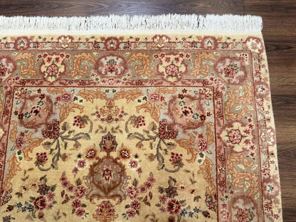 Persian Rug 4x6 Hand Knotted Wool and Silk Highlights 200 KPSI
