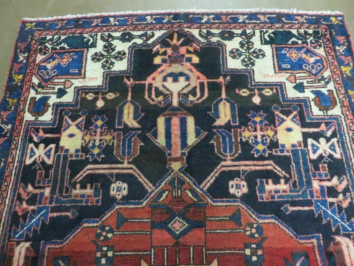 Antique Turkish Anatolian Wool Rug Handmade Vegetable Dye 47x82 Handwoven Classic Pattern