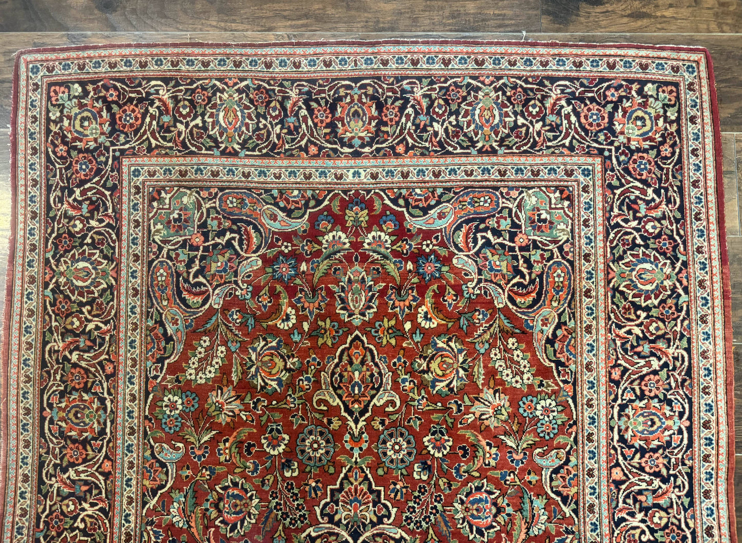 Persian Kashan Rug 4x7 Vintage Red Floral Medallion Handwoven Wool