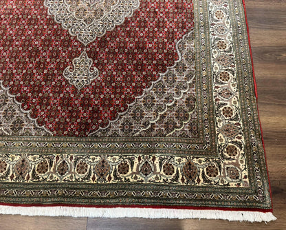 Persian Rug Tabriz 5x7 Very Fine 330 KPSI Wool Silk Red Ivory Herati Mahi