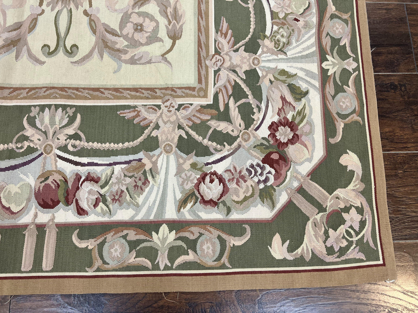 Aubusson Rug 5x8 Wool Handmade Vintage Carpet With Angel Motifs European Design