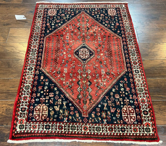 Persian Tribal Rug Hand Knotted Wool Vintage Oriental Carpet 3.6 By 5 Feet
