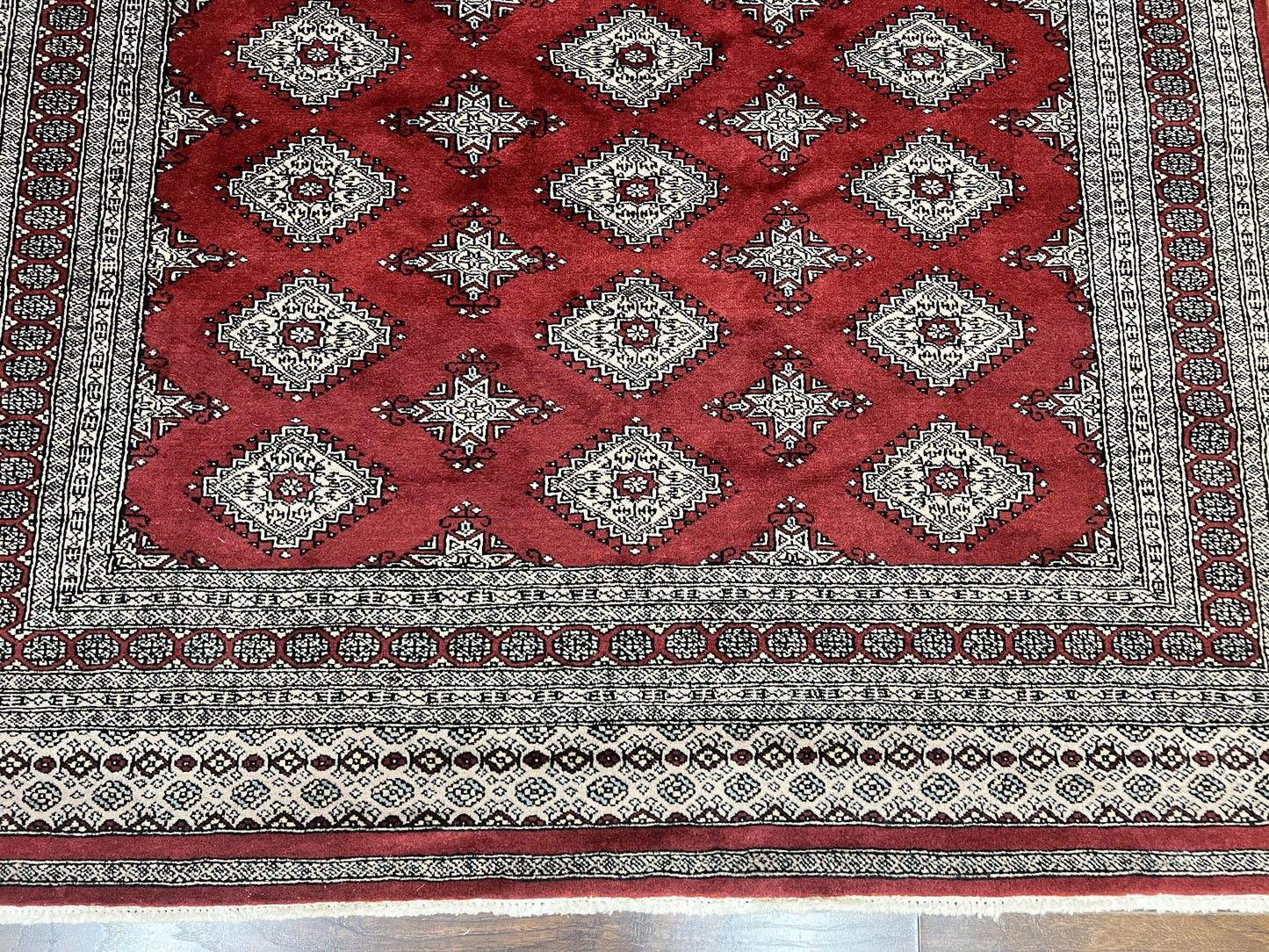 Pakistani Bokhara Rug 6x8 Handmade Wool Turkmen Carpet Vintage Red