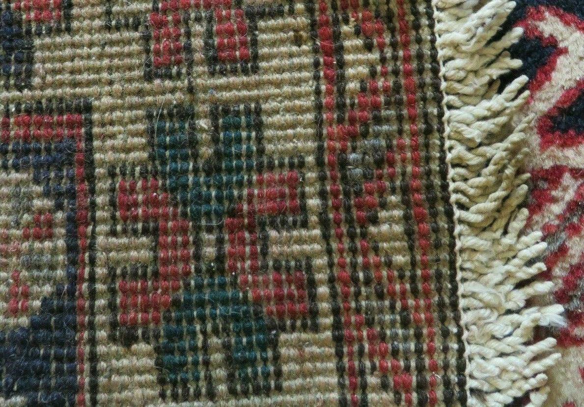 Persian Runner Rug 3.5 x 10.7, Karajeh Heriz Rug, Navy Blue, Geometric Medallions