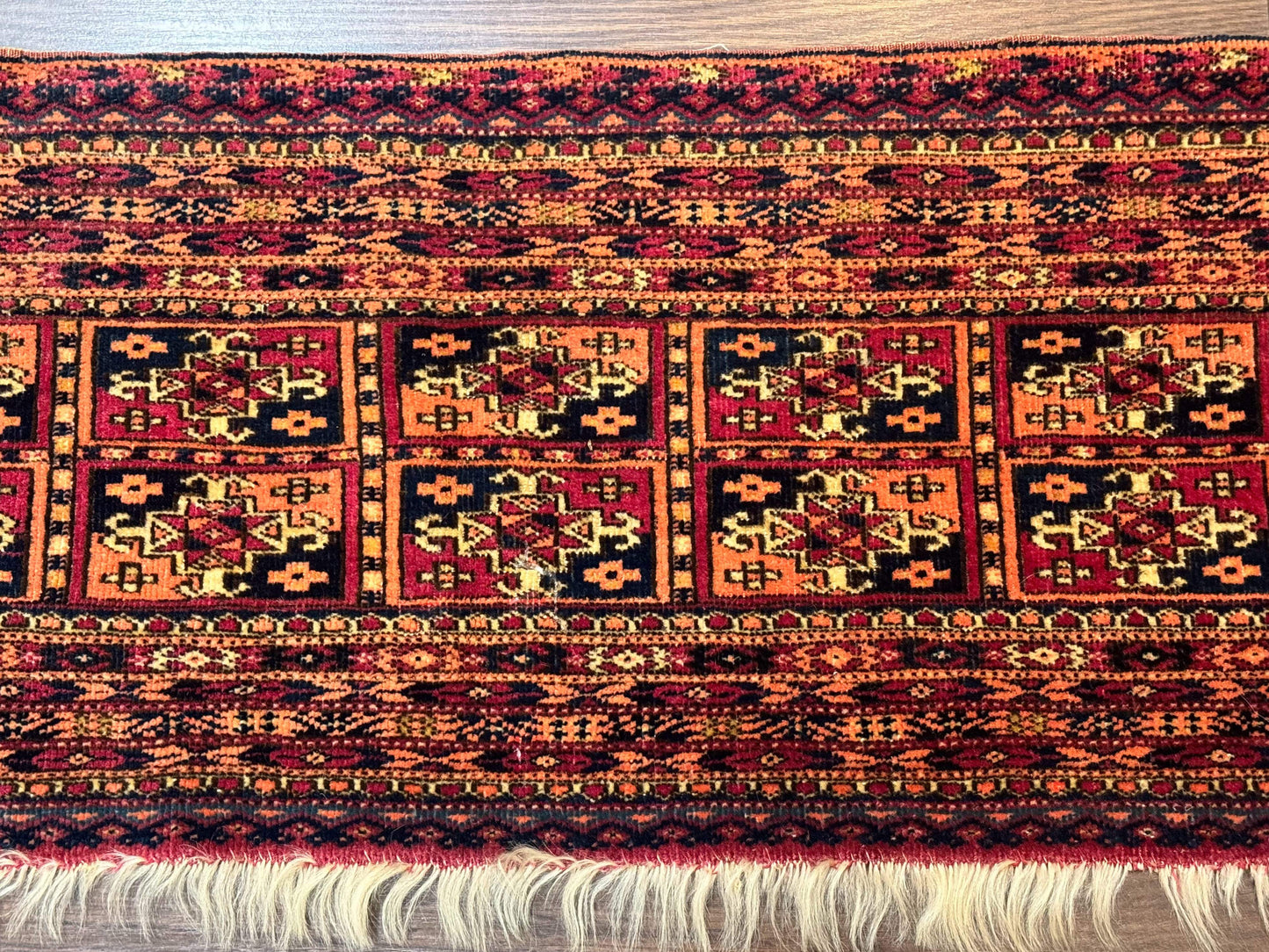 Antique Persian Turkoman Mafresh Rug 1x4, Wool, Tribal Collectible