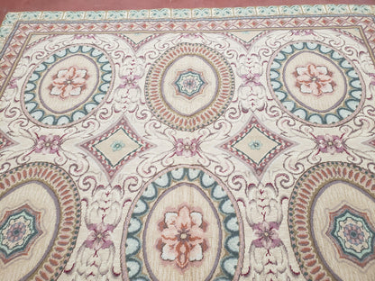 Handmade Needlepoint Rug 6x9 Flatweave Victorian Elegant Living Room Decor