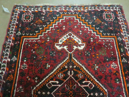 Antique Turkish Wool Rug Handmade 1940s Vegetable Dyes Fringed 46 By 64 Inches