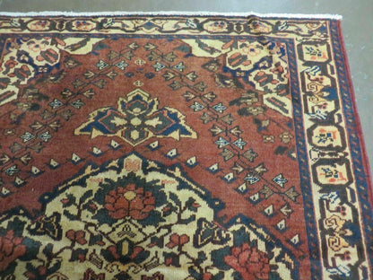 Antique Turkish Medallion Wool Rug Handmade 4x7 Vegetable Dye