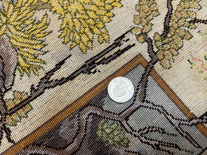 Persian Tabriz Pictorial Rug Hand Knotted Wool 5x3 Hafez Poetry Border