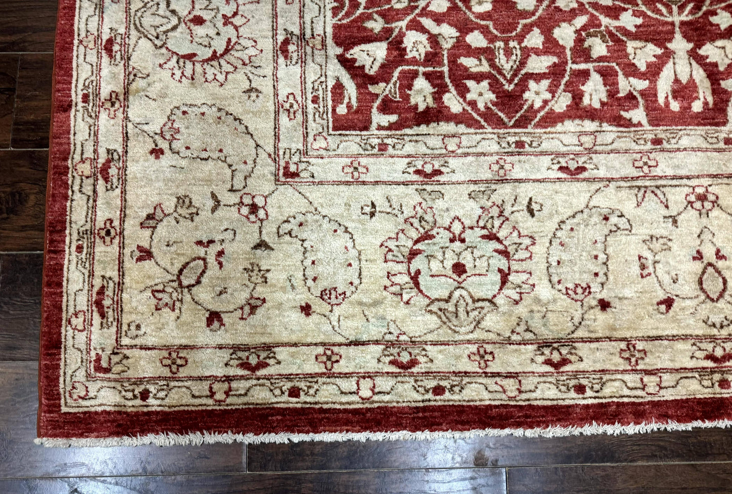 Handmade Pakistani Chobi Rug 8x10 Red Wool Area Rug For Living Room Decor