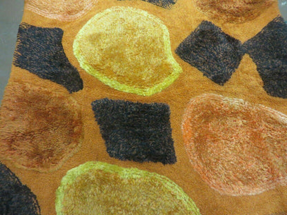 Handmade Wool Hooked Rug Abstract Modern Design 44 By 70 Inches From 1970s