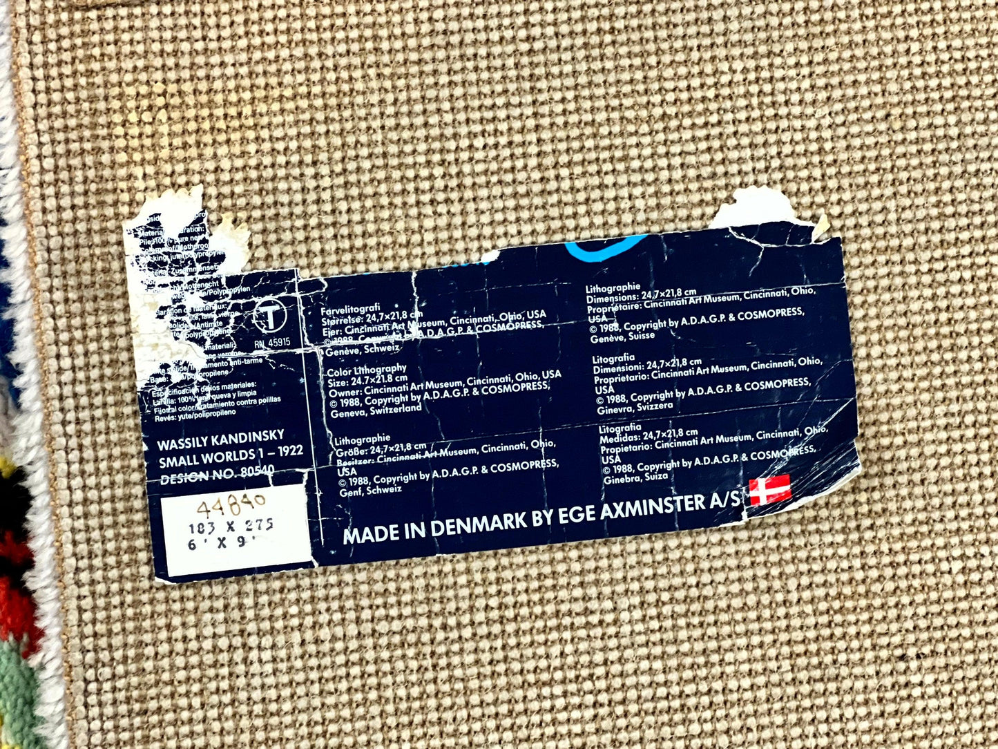 Danish Rya Shag Rug 6x9, EGE Axminster Carpet, Ivory, Modern Abstract Rug, Signed by Designer