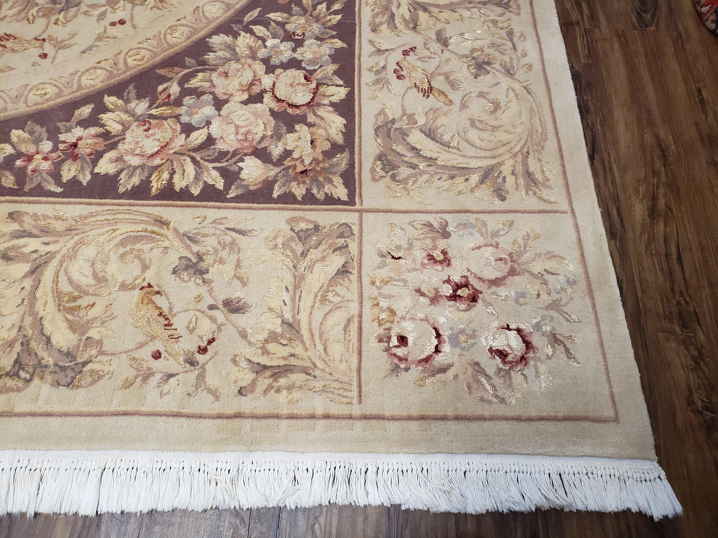 Chinese Aubusson Savonnerie Wool Silk Hand Knotted Rug 8x12 Birds Flowers Master Weaver Signature