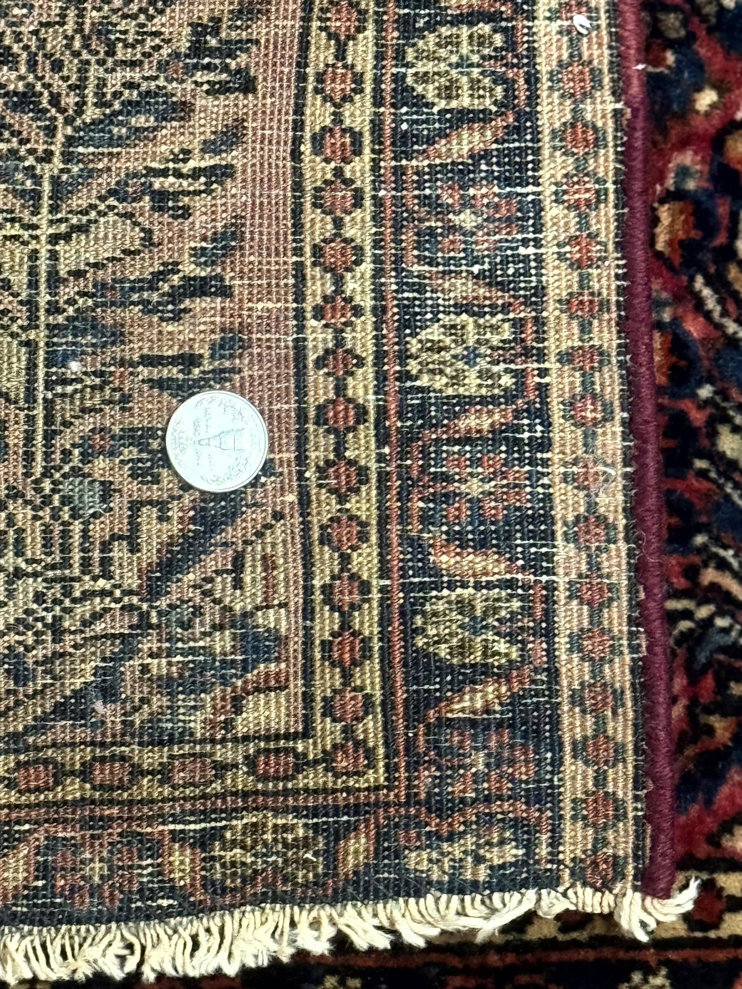 Antique Persian Sarouk Rug 2x2 Ft Wool Red