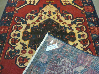 Antique Turkish Wool Rug Handmade 4 By 7 Veg Dye Allover Pattern