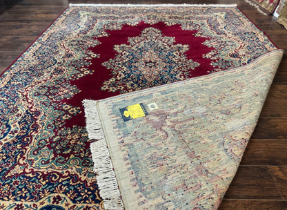 Power Loomed Persian Kirman Rug 9x12 Vintage Wool Pile Area Rug