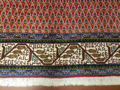 Turkish Tribal Rug Hand Knotted 6x9 Boteh Paisley Pattern Red Beige Wool Carpet