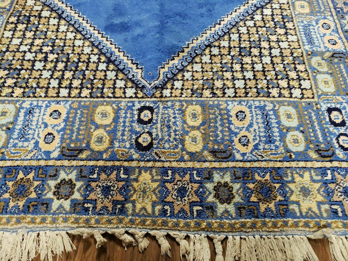 Moroccan Rabat Wool Rug 7 Ft By 10 Ft 5 In Handmade Blue Area Rug