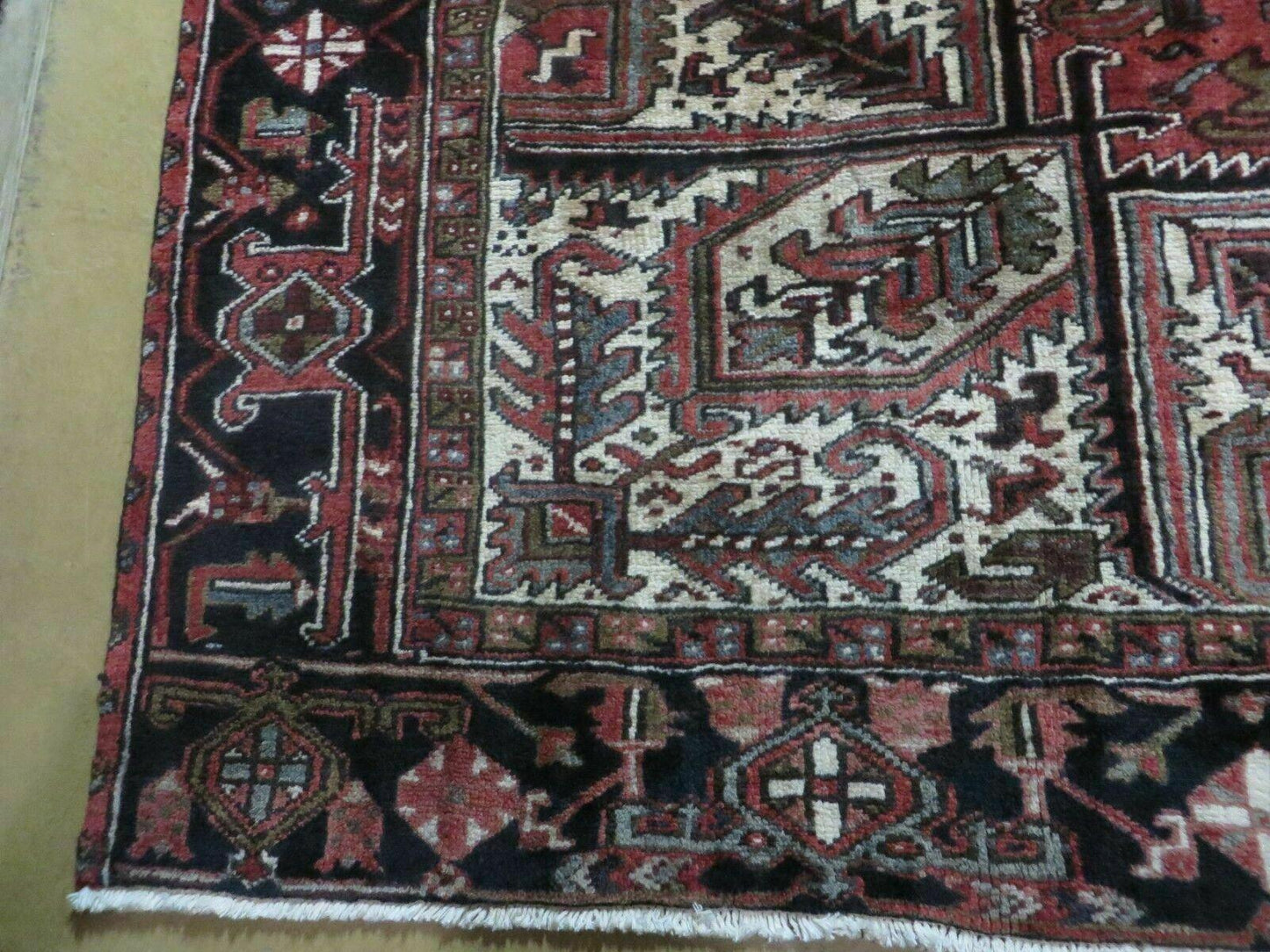 Persian Heriz Rug 8x12 Hand Knotted Wool Geometric Medallion Room Size Carpet