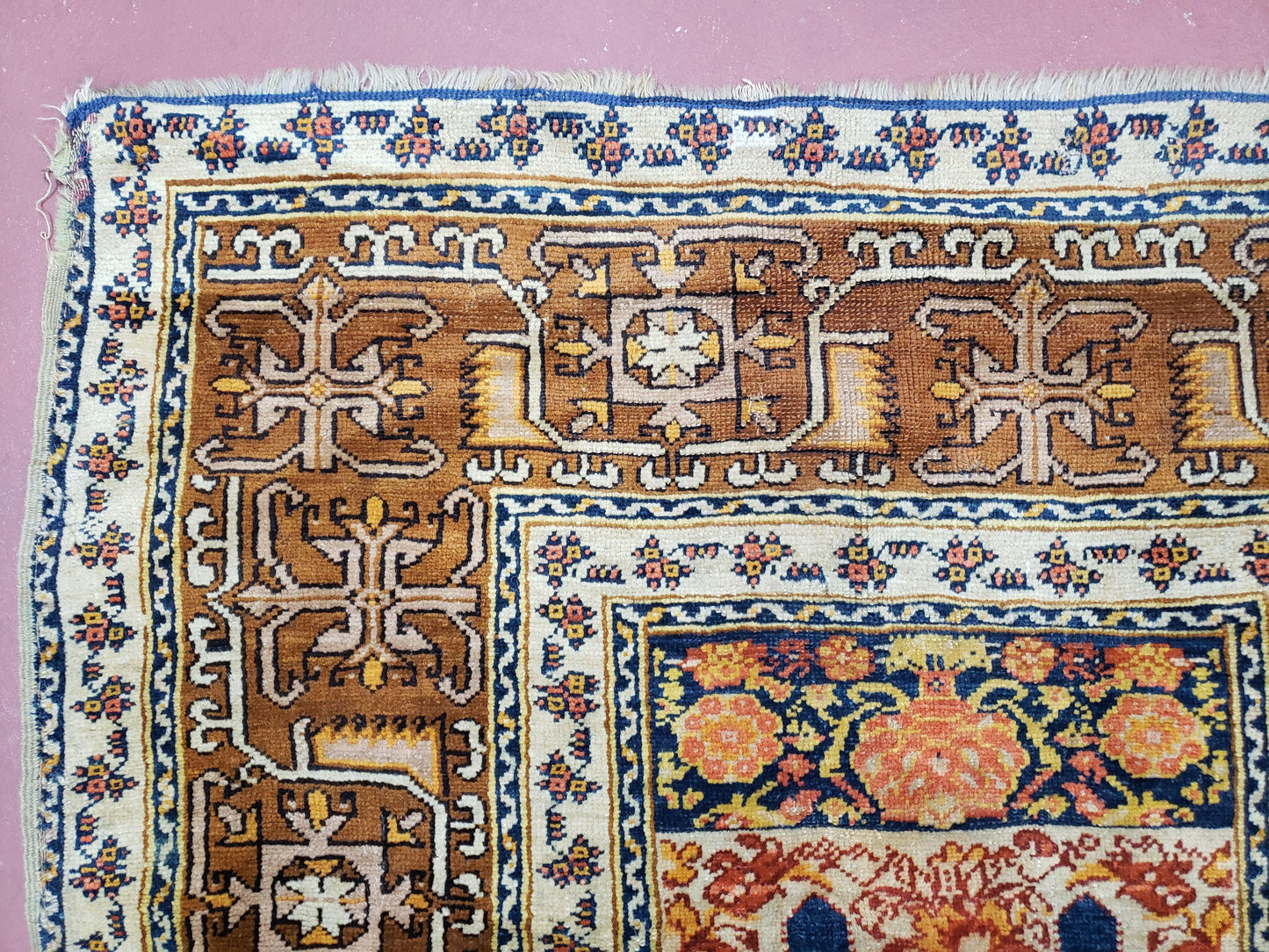 Ghiordes Prayer Rug Antique Turkish Anatolian Twin Mihrabs Collectible Oriental Rug