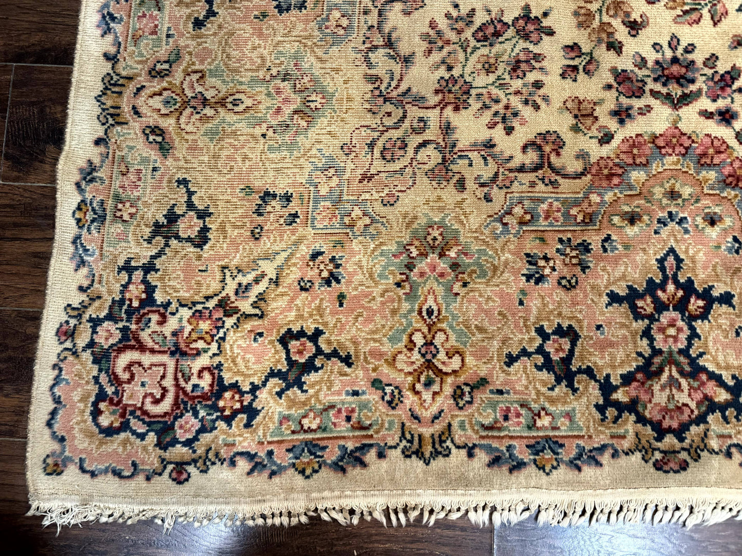 Karastan Kirman Wool Rug Antique 8.8x12 Lanamar Floral Ivory