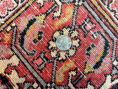 Rare Antique Persian Tabriz Rug 9x12, Red, Handmade, Wool