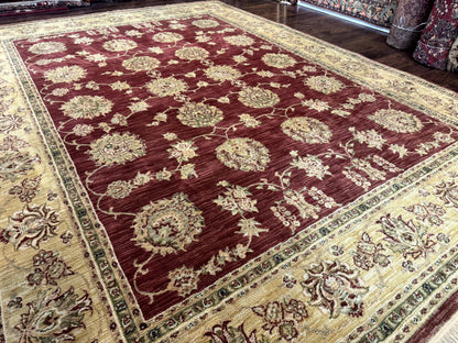 Traditional Wool Oriental Rug 9x13 Power Loomed Burgundy Carpet