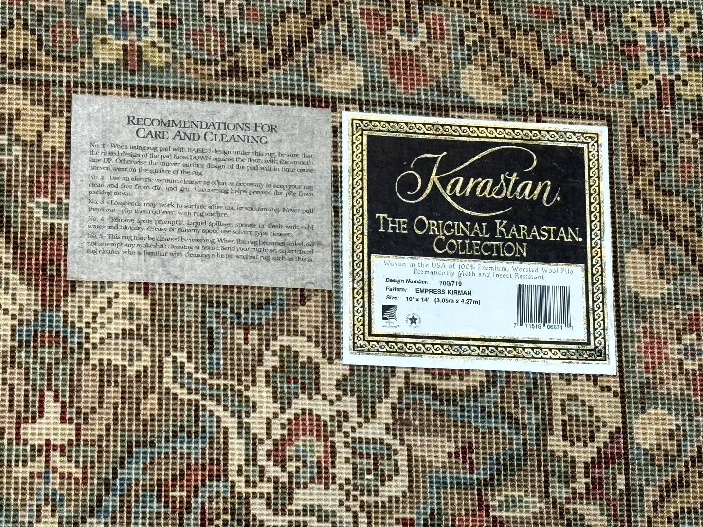 10x14 Karastan Empress Kirman Rug #700/719, Vintage Wool Discontinued Karastan