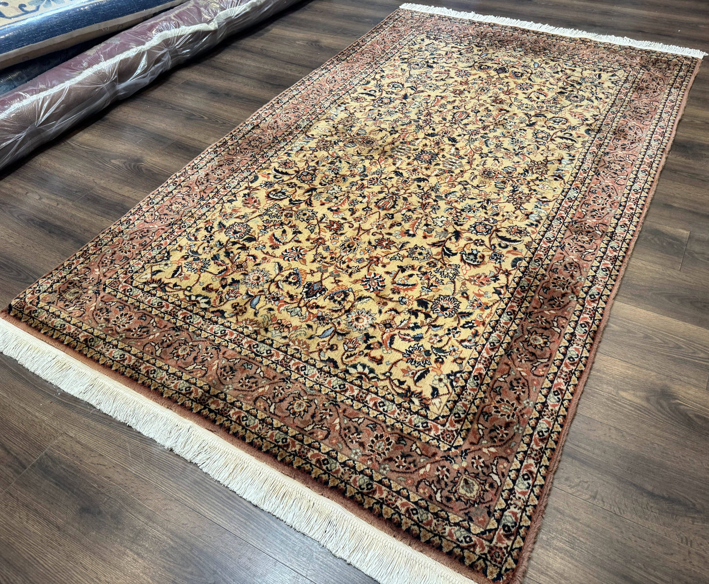 Indo Persian Rug 5x8, Light Tan/Camel, Allover Design