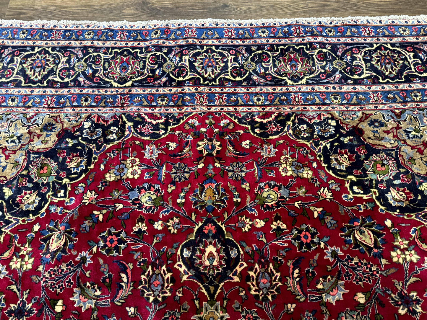 Traditional Persian Mashad Rug 8x11 Wool Antique Floral Medallion Carpet