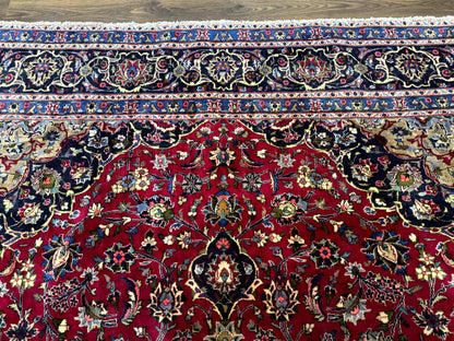 Traditional Persian Mashad Rug 8x11 Wool Antique Floral Medallion Carpet