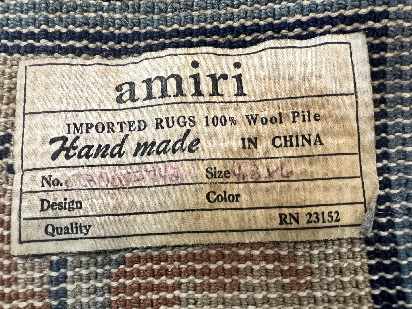 Chinese Peking Rug 4x6 Wool Hand Knotted Vintage Semi Antique Carpet Light Peach Navy Art Deco Style