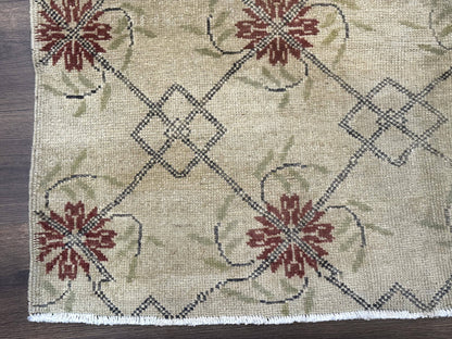 Turkish Rug 5x6 Oushak Carpet Beige Hand Knotted Wool Area Rug