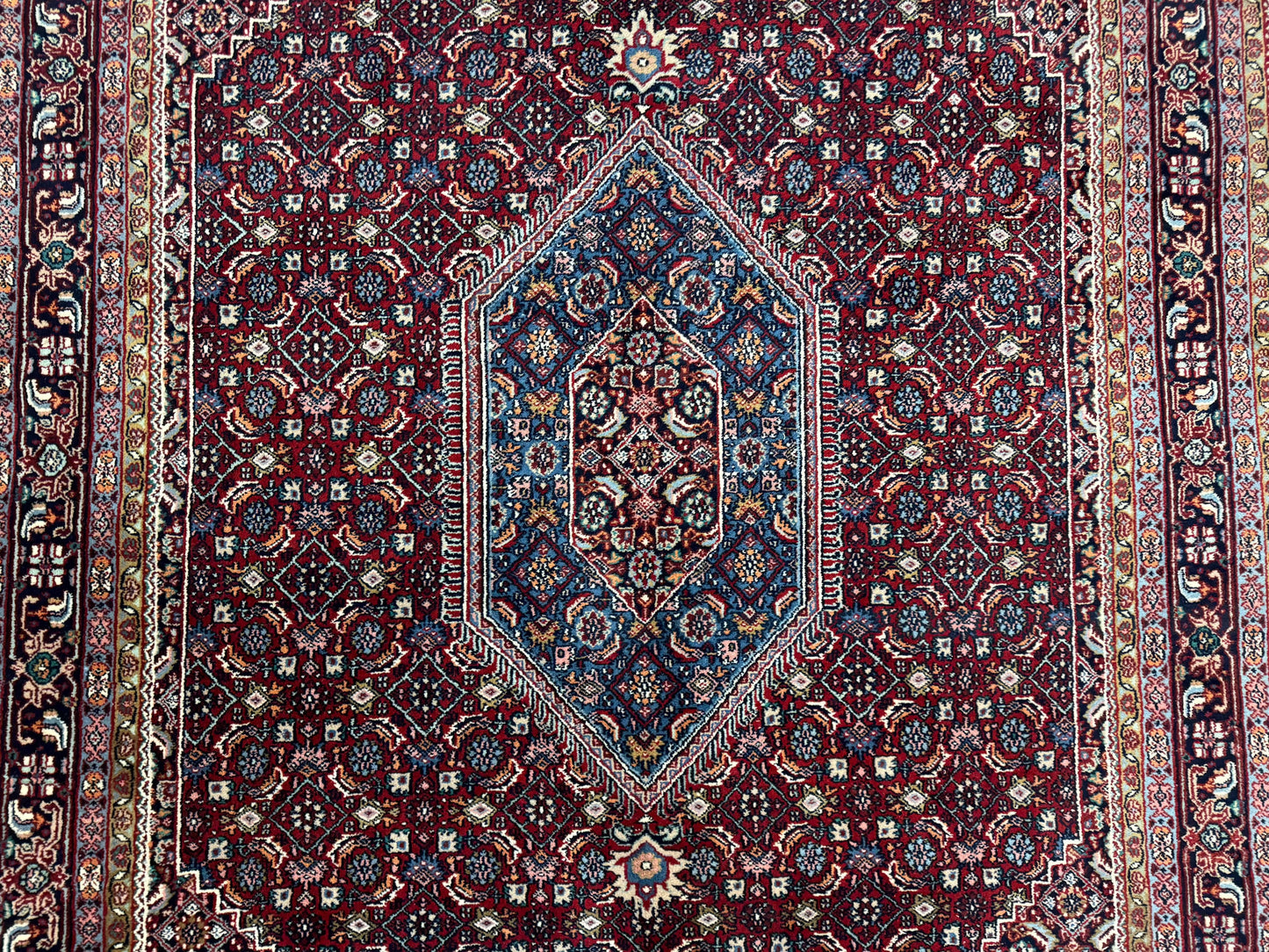 Indo Persian Bidjar Rug 6x9, Vintage Wool Handmade Carpet