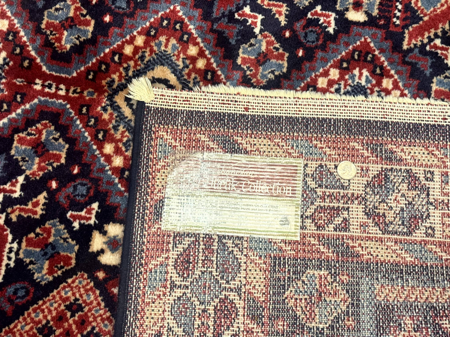 Karastan Rug 5x8, Yuruk Collection #530, Geometric Tribal Wool Pile Vintage Carpet