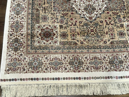 Memluk Silk Rug Turkish Hereke Style 4x6 Bamboo Silk Contemporary Carpet