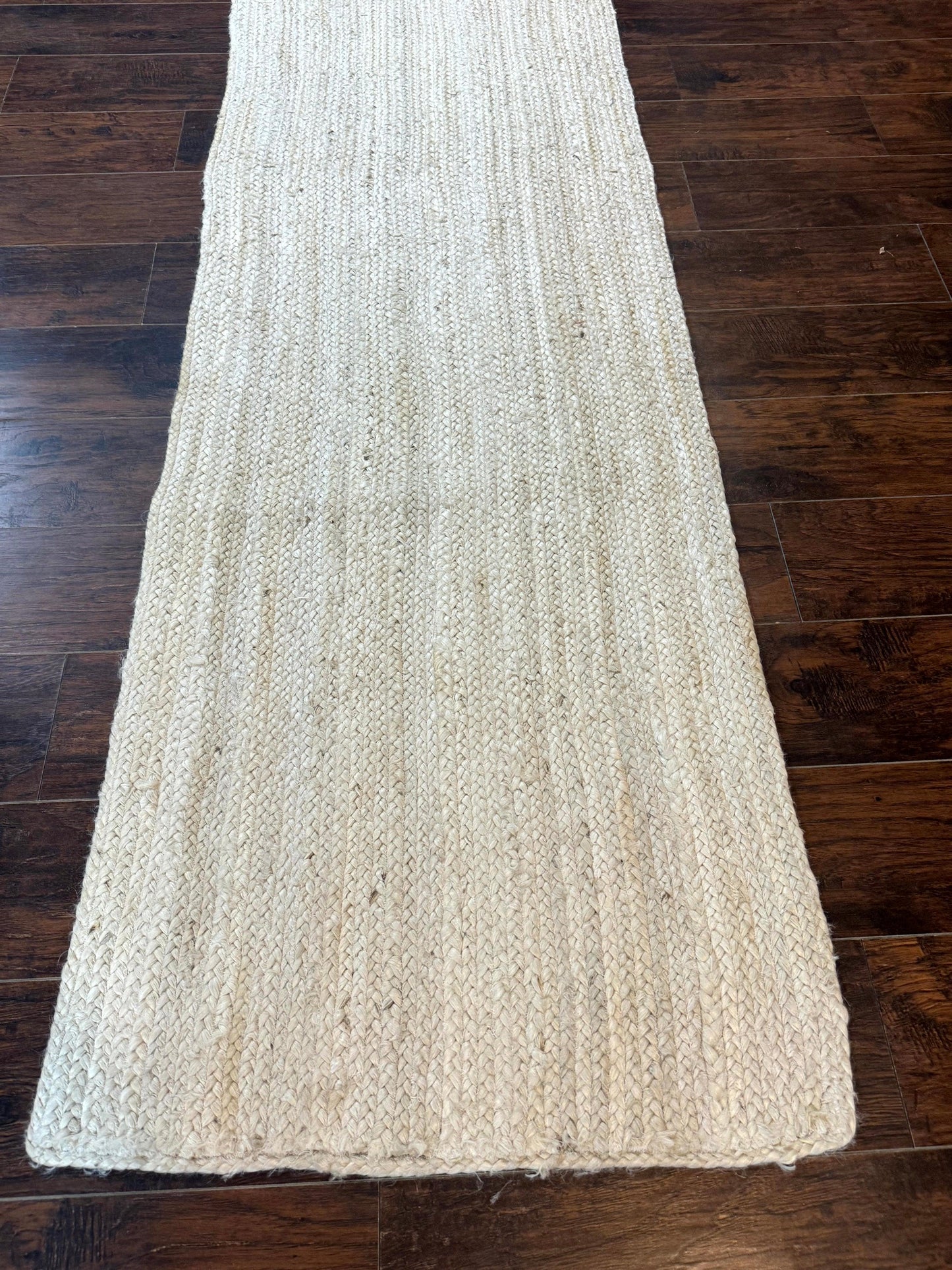 Modern Jute Runner Rug 2.7 x 10, Rug for Hallway or Kitchen, Farmhouse Rug