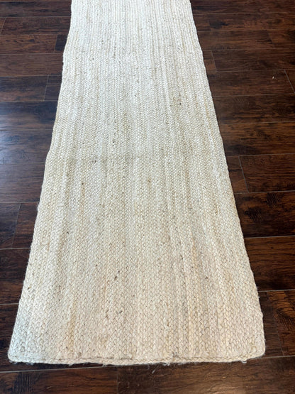 Modern Jute Runner Rug 2.7 x 10, Rug for Hallway or Kitchen, Farmhouse Rug