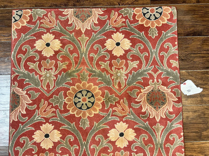 Runner Rug Floral Wool 3 x 14.7 Contemporary Power Loomed Hallway Rug