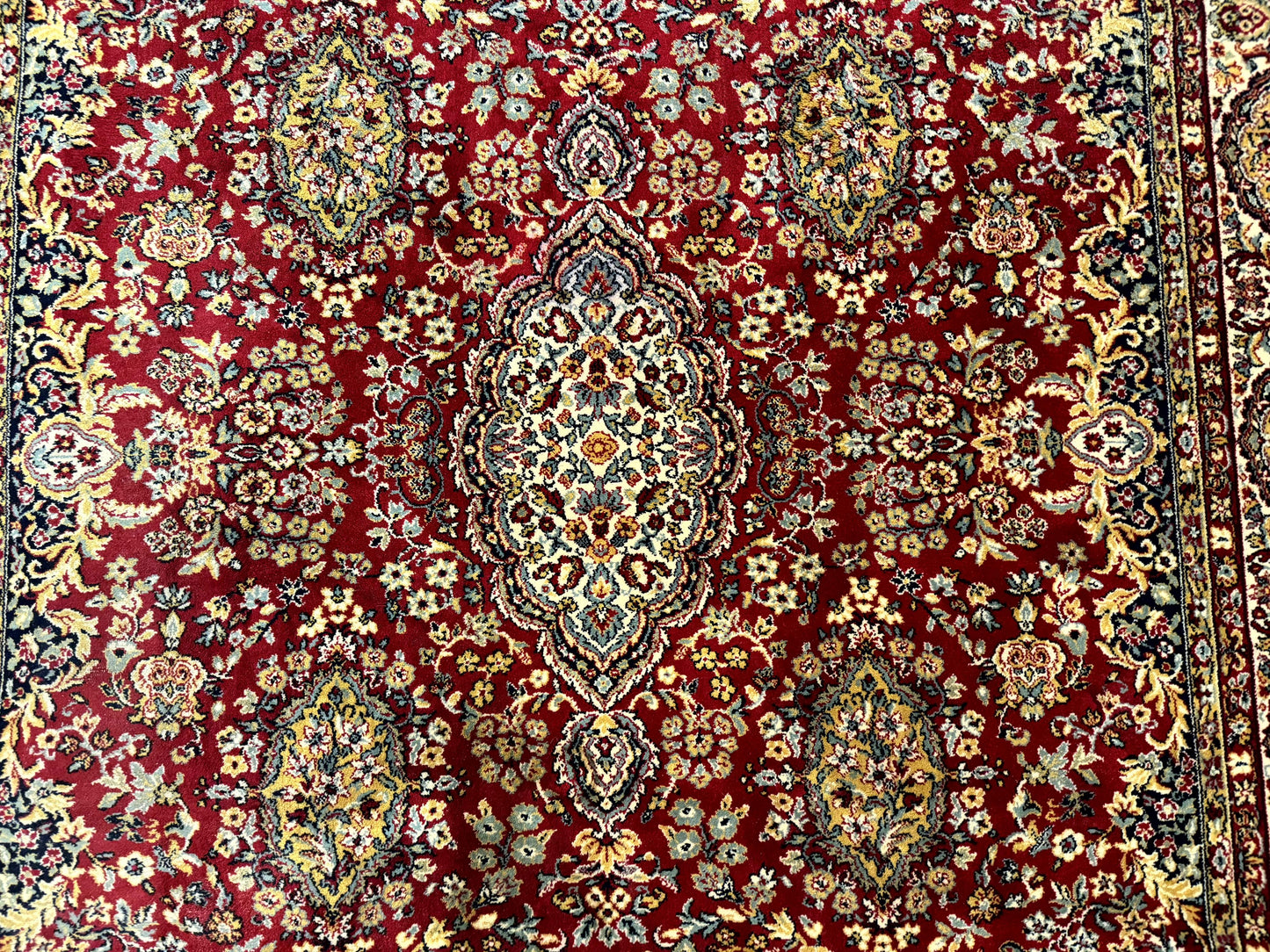 Persian Wool Rug 7x10, Couristan Carpet, Belgium Power Loomed Rug, Red, Floral, Traditional