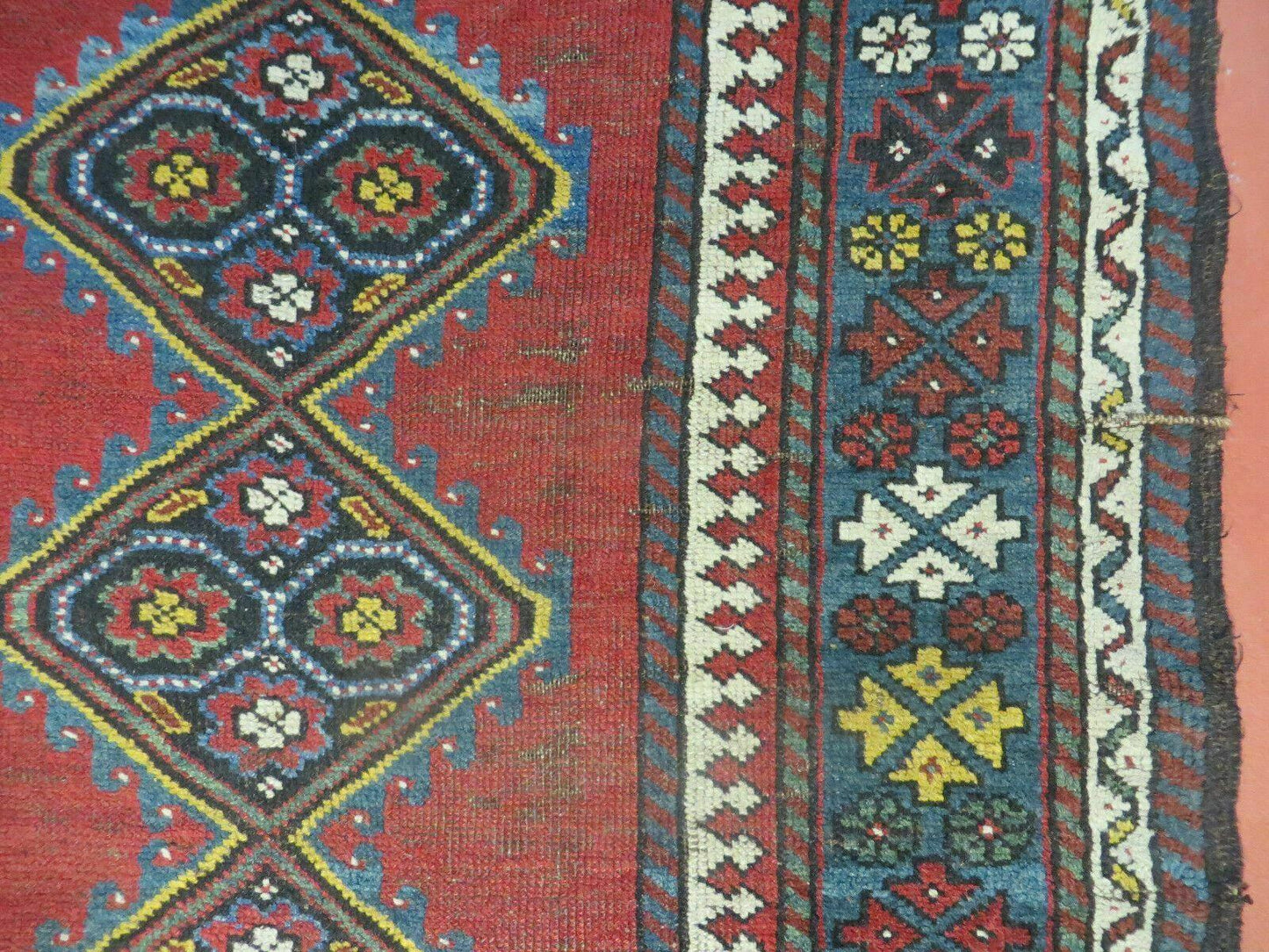 Antique 1920s Caucasian Karabagh Rug Ganjeh Talesh Wool Hand Woven 3 By 6 Feet